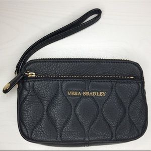 Vera Bradley Black Leather Wristlet